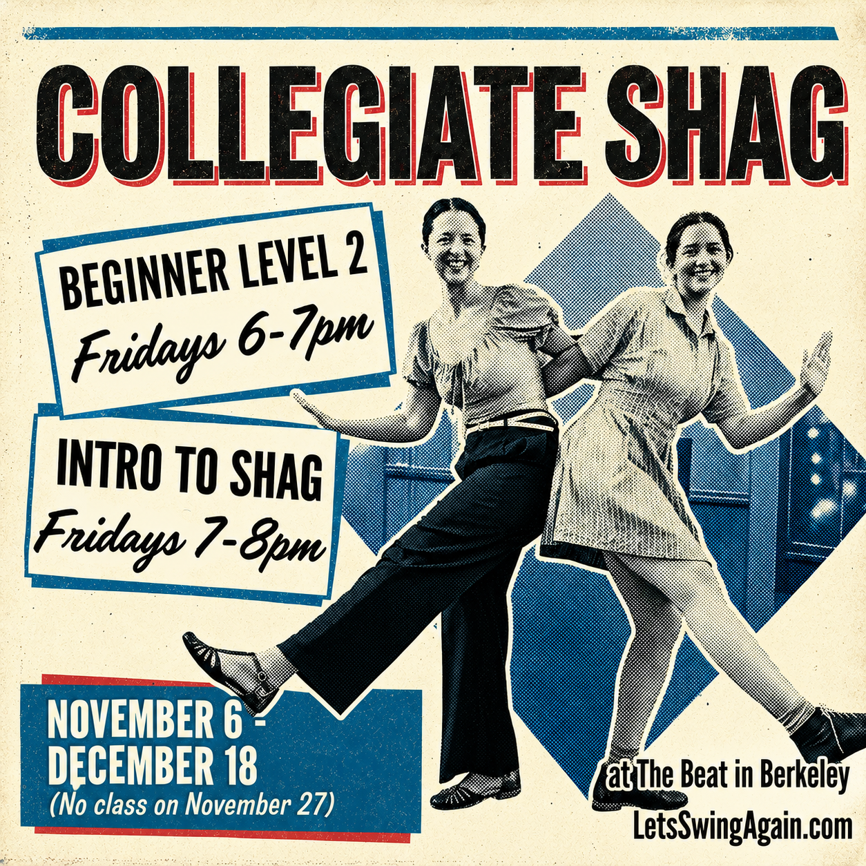 Collegiate Shag Dance Classes Retro Poster(1)